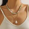 Double-layered Simulation Pearl Beaded Necklace for Women Boho Jewelry Accessories