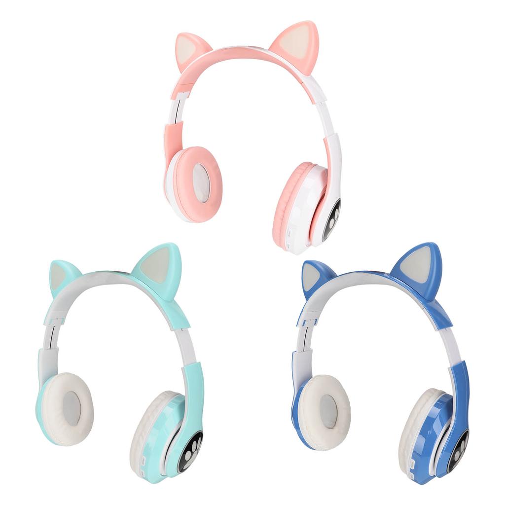 LXB39C Детские наушники Bluetooth 5.0 складные беспроводные светящиеся музыкальные наушники с кошачьими ушками для детей
