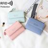 2024 Женский корейский стиль RFID Защита от кражи Однотонный короткий кошелек