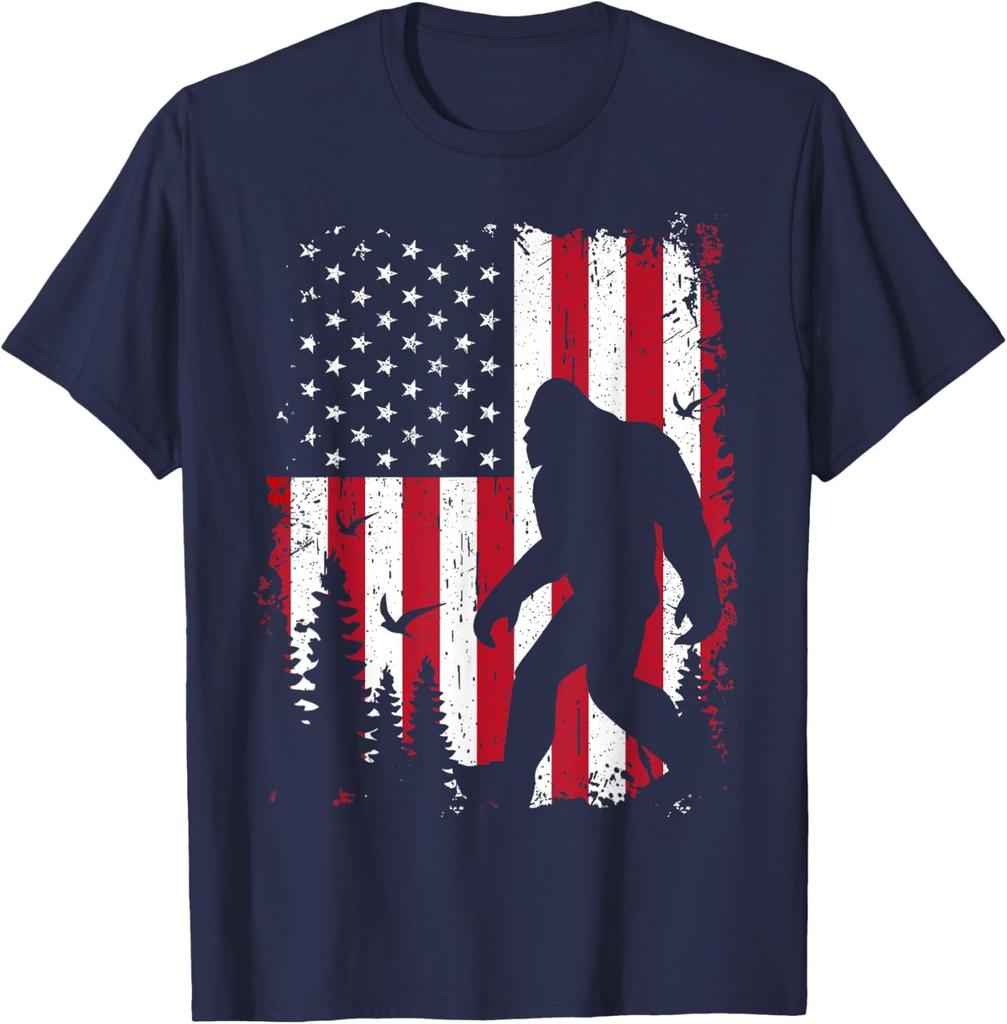Bigfoot 4th of July Party American USA Flag Patriotic Unisex T-Shirt