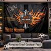 Wall Hanging Tapestry Custom NameHarley-Davidson Pattern Personalized Printed Fabric Wall Decor