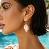 Fashionable Resin Conch Earrings 1 Pair Women's Boho Starfish Earrings, Faux Pearl Dangle Drop Daily Wear Summer Beach Ocean Style Jewelry Gift