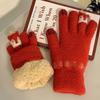 Праздничные красные плюшевые перчатки с сенсорным экраном «Олень» — теплый и милый зимний аксессуар для женщин и студентов