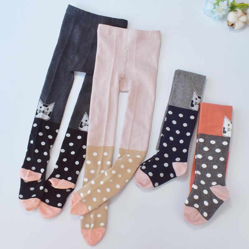 Spring Autumn Cute Baby Tights Kids Girls Knit Tights Cotton Dot Pantyhose For Toddler Children Stockings Infant Stuff