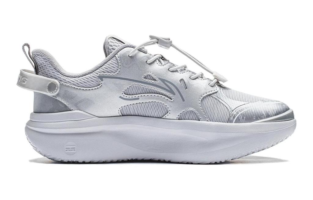 Li Ning YOUNG Xingji Comfortable Cushioning Rebound Cushioning Rebound Kids Lifestyle Shoes Silver Gray Teenagers YKCT148-5