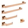 Набор для ванной из матовой нержавеющей стали 304 цвета розового золота: Полка для полотенец, Кольцо для полотенца, Держатель для бумажных полотенец, Крючок.