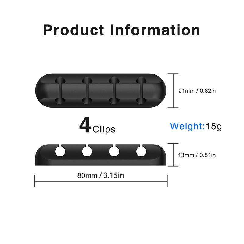 Silicone Cable Organizer USB Cable Winder Desktop Tidy Management Clips Cable Holder