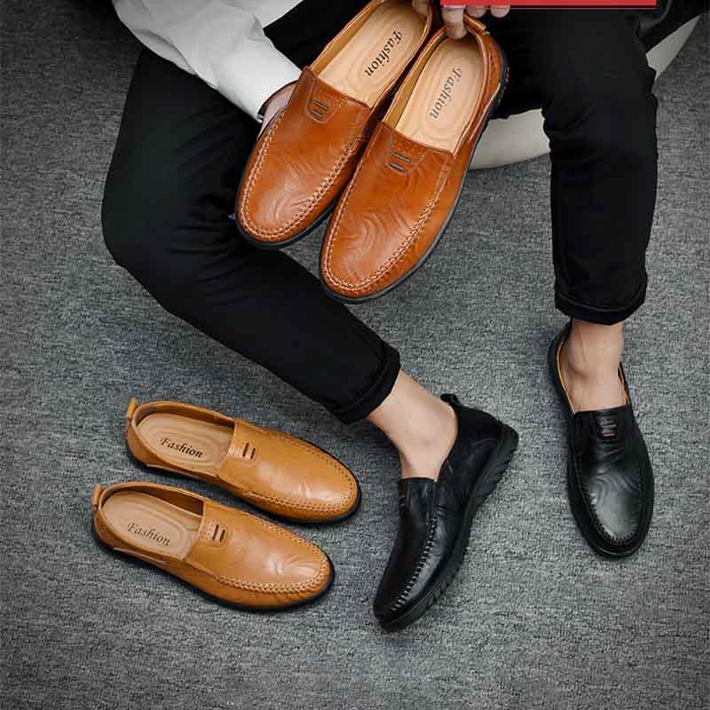Обувь в горошек, мужские кожаные туфли для вождения с мягкой подошвой, мужская повседневная обувь, мужская обувь в горошек на плоской подошве