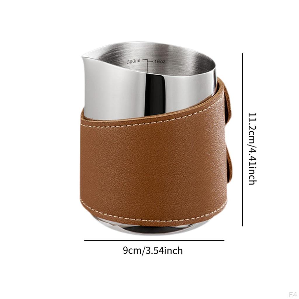 Кувшин для вспенивания молока без ручки, без ручки, аксессуары для эспрессо в обертке из искусственной кожи
