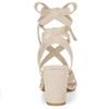 Allegra K Women's Lace-Up Sandals, Open Toe, Crisscross, Chunky Heel, Beige, Size 25.5cm