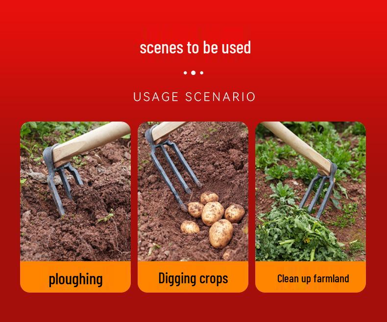 Садовая вилка и мотыга из марганцевой стали, устойчивой к ржавчине: 2, 3 и 4 зубца для копания, рыхления почвы и рекультивации земель