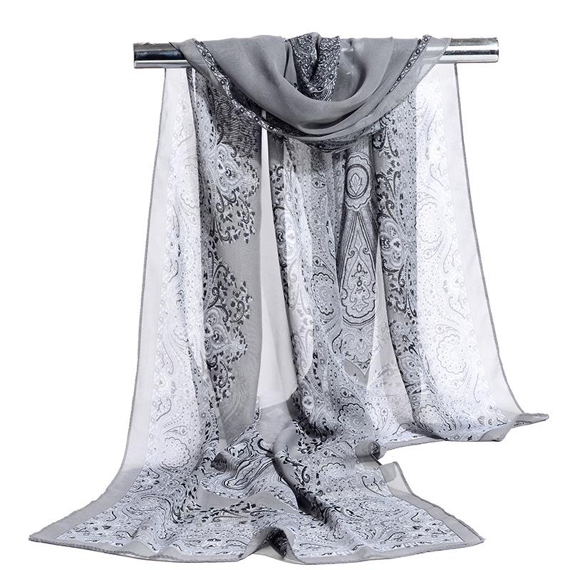 Весна/лето Новый женский шелковый шарф 50 * 160 см Имитация шелкового твила квадратный шарф Модный принт большой квадратный шарф профессиональный шарф