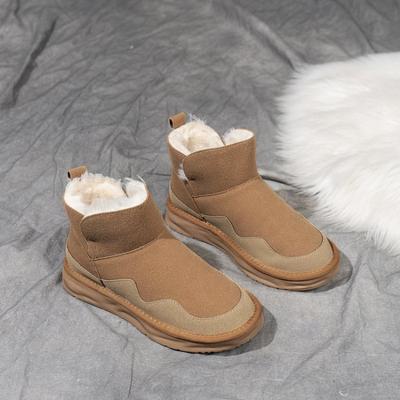 Зимние ботинки для женщин, плюшевые, толстые, нескользящие, теплые, хлопковые, зимние, на плоской подошве, с женскими ботильонами Botas De Mujer Low (1 см-3 см)