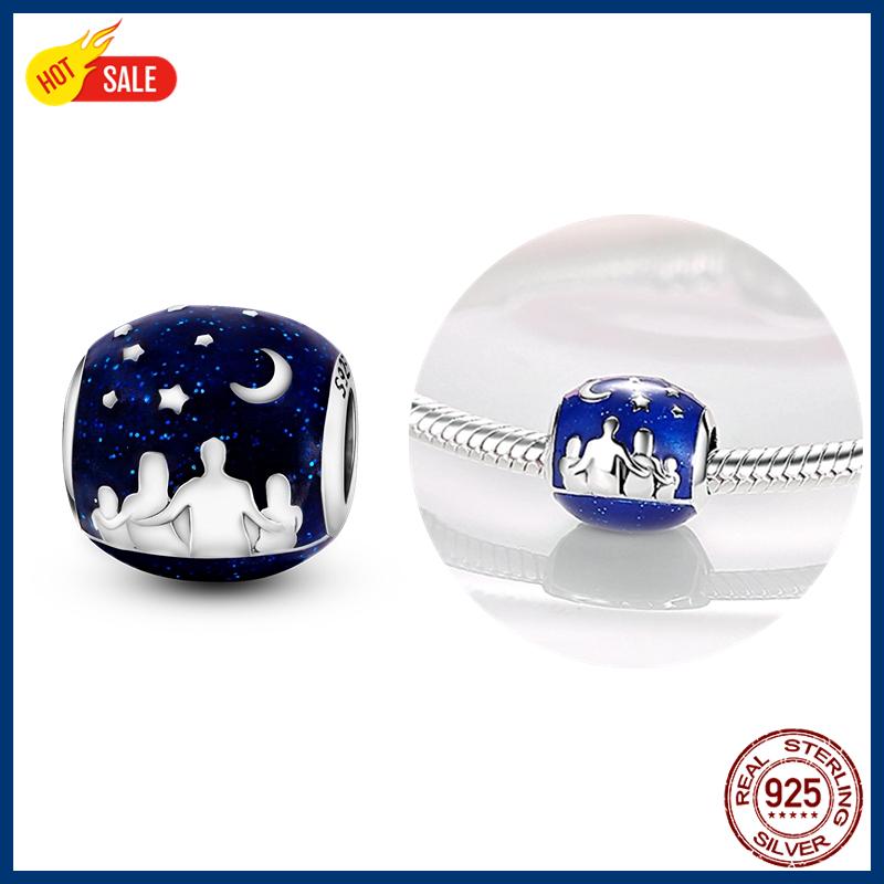 100% S925 Sterling Silver Firefly Charms Evil Eye Hot Air Balloon Blue Charms Fit Original Bracelet DIY Jewelry Making