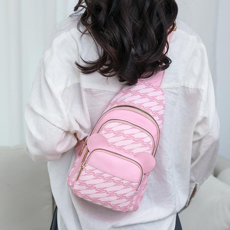 Print Chest Bag Women's Shoulder Bag Multi-Functional Soft Leather Crossbody Bag