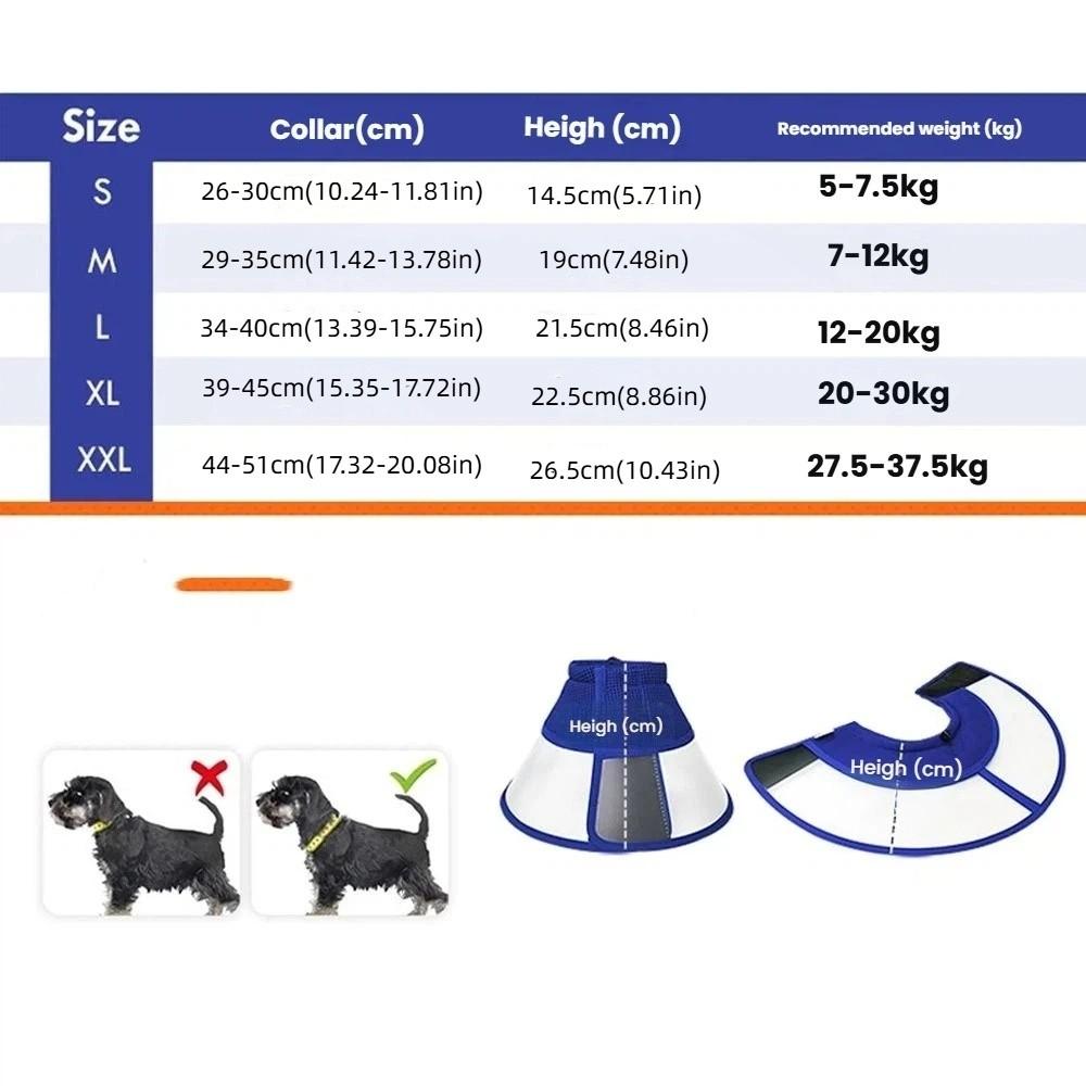 Breathable Dog Elizabethan Collar Adjustable Recovery Collar Protective Collar  Wound Recovery