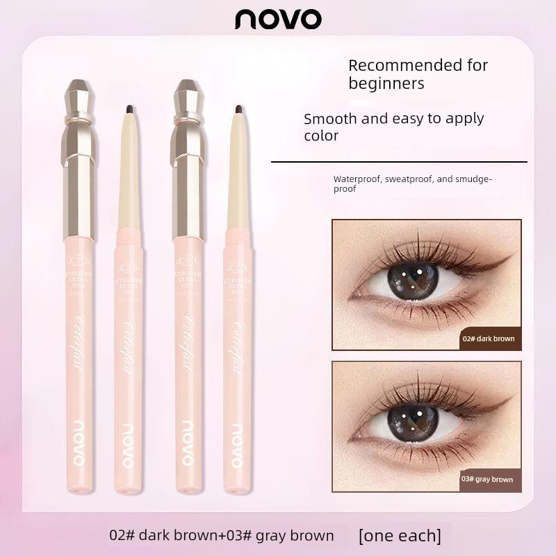 Novo Eyeliner Glue Pen Not Smudge Waterproof Sweat-Proof Long-Lasting Brown Eyelid down to Eye Shadow Pen Newbie Beginner