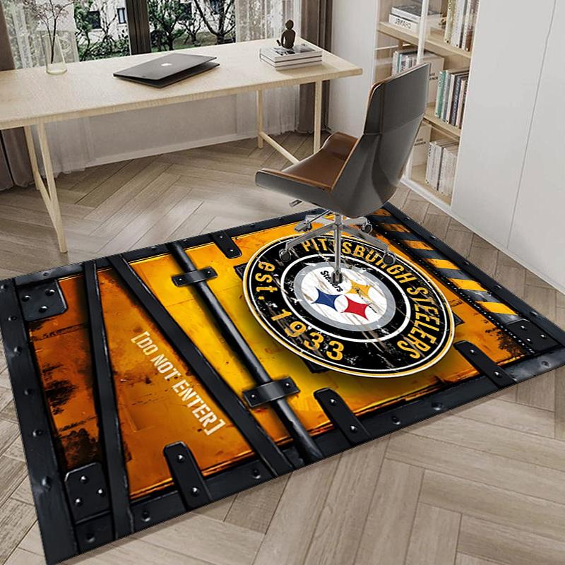 Pittsburgh Steelers Logo Area Rug for Office, Chair Rug, Decorative Carpet Livingroom Mat, Large Size Fan gifts Christmas gifts