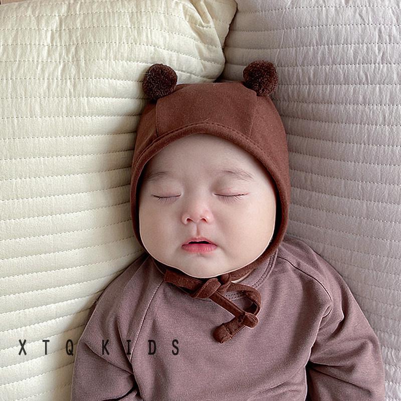 Шапка-ушанка с помпоном для младенцев и малышей - Тонкая, в корейском стиле, для мальчиков и девочек (Весна осень)