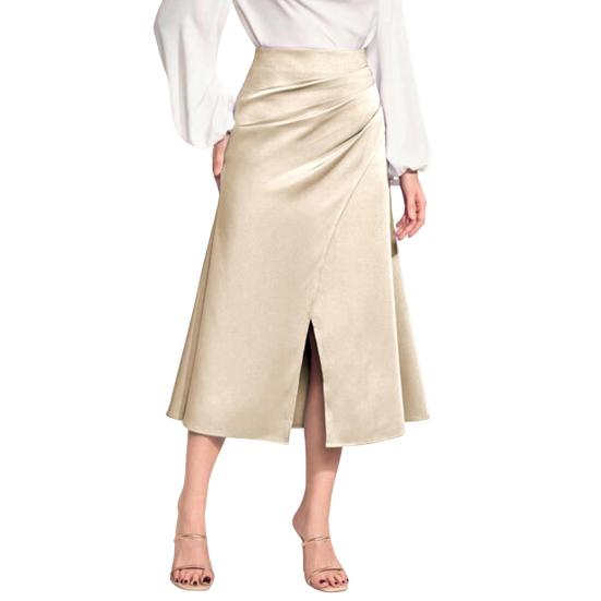 Женская юбка с высокой талией, однотонная, универсальный стиль, плиссированная юбка, утягивающий дизайн