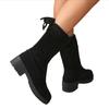 Women High Boots Suede Mid Heels Elegant Shoes Women 2024 Trend Snow Boots Walking Shoes Pumps Winter Party Mujer Zapatos Botas