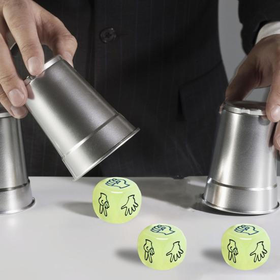 2CM Finger Guessing Dice Funny Portable 6 Sides Glow In The Dark Solid Acrylic Pocket-sized Rock Paper Scissors Mini Dice Game Entertainment Toy