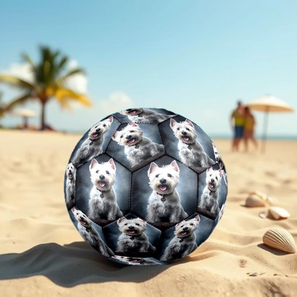 1pc White Terrier Portrait Size 5 Soccer Ball Professional Match Training Football Indoor &Outdoor Sports Ball Lightweight Durable c6516