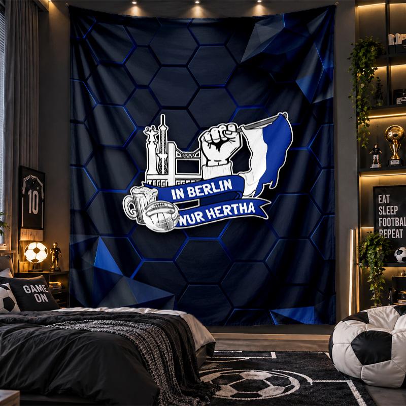 Wall Hanging Tapestry hertha bsc FC Print Cloth for Living Room Bedroom Home Decor