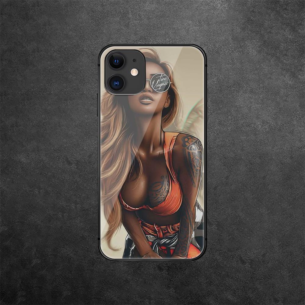 Чехол для телефона из закаленного стекла с изображением сексуальной девушки-татуировки для iPhone Xiaomi Mi Samsung Galaxy Redmi Note AS 13 14 15 22 23 24 5G Pro Plus Max Fe Ultra