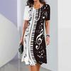 Black and White Musical Note Printing 2025 Summer New Women's Elegant Dress Midi Women's Fashion Oversized Women's Clothing
