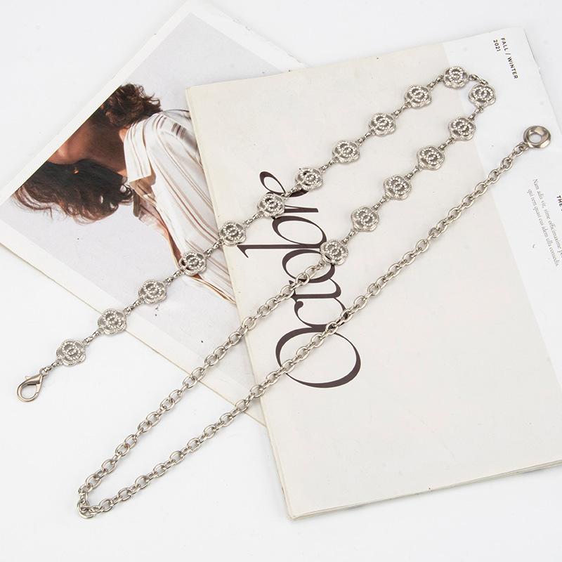 Bohemian Retro Style Rose Decorative Metal Waist Chain Women Rhinestone Dress Accessories Belt Temperament Women