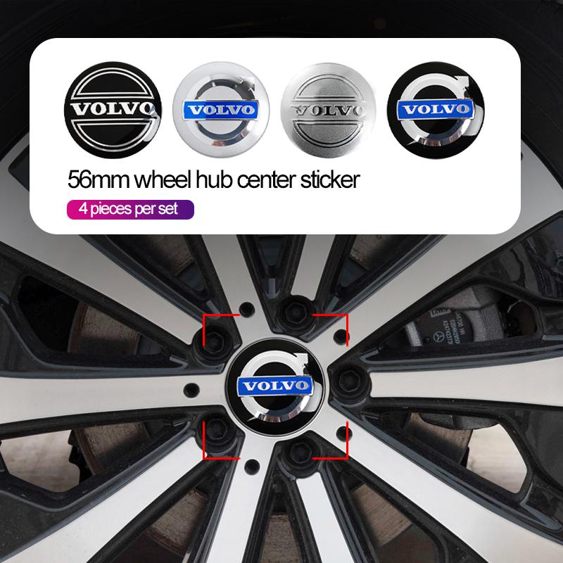56mm Aluminum Car Wheel Center Hub Cap Stickers Styling For Volvo XC90 V90 V60 XC60 V40 EC40 EX40 S80 S60 S90 C40 XC40 V70 XC70 CUG1