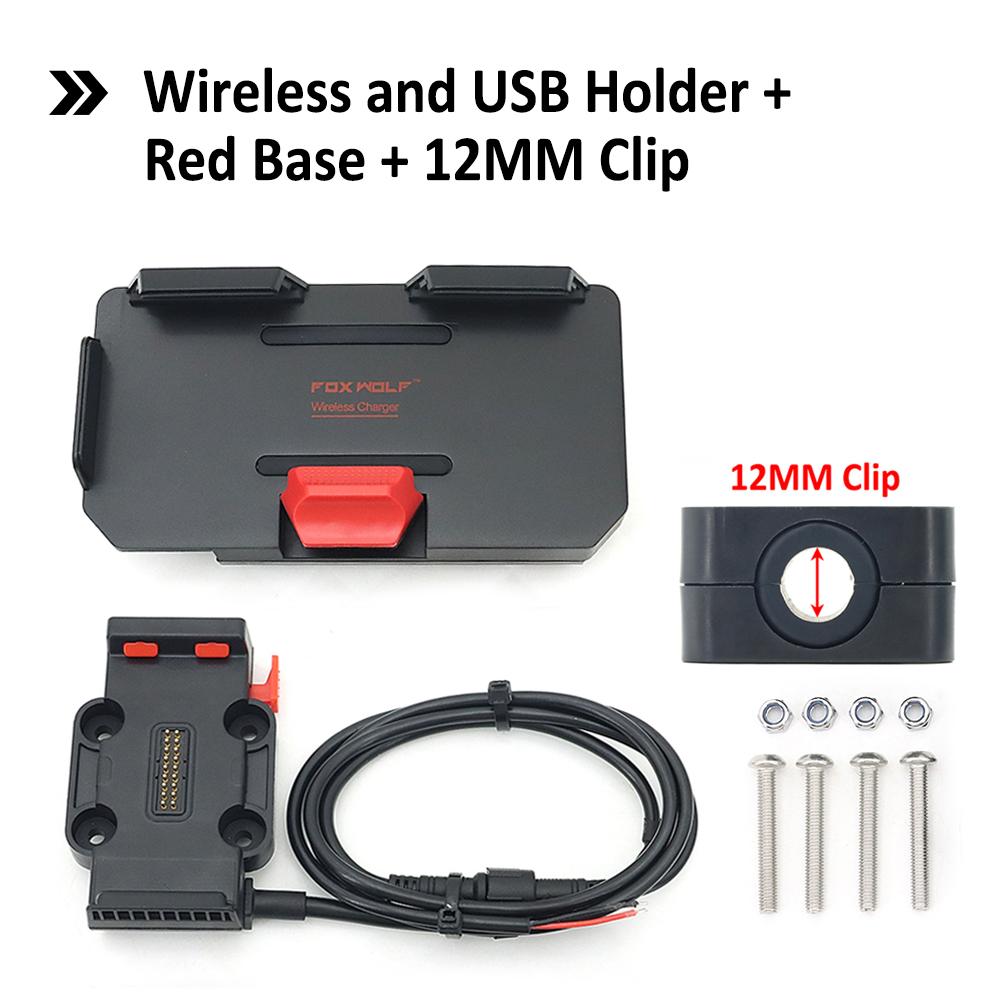 For All Motorcycle Wireless Charging 12mm 16mm 22mm Crossbar Roll Bar Phone Navigation Bracket Base R1250GS CRF1100L F900XR R18