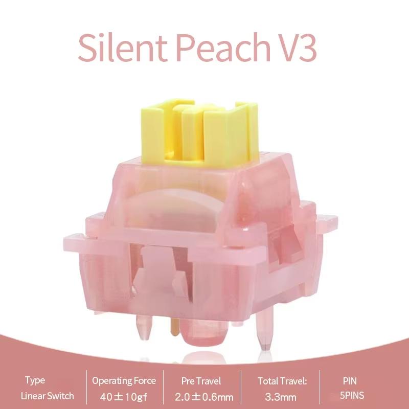 Outemu Silent Peach V3 Switch Lubed Silent Lemon V3 Switches Mechanical Keyboard Linear Tactile 5Pin Hot swap Pre Lubed POM