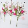Valentine's Day Artificial Flower Faux Silk Tulip Stem with Pink White Red Heart Berries for Vase Centerpiece Wedding Home Decor