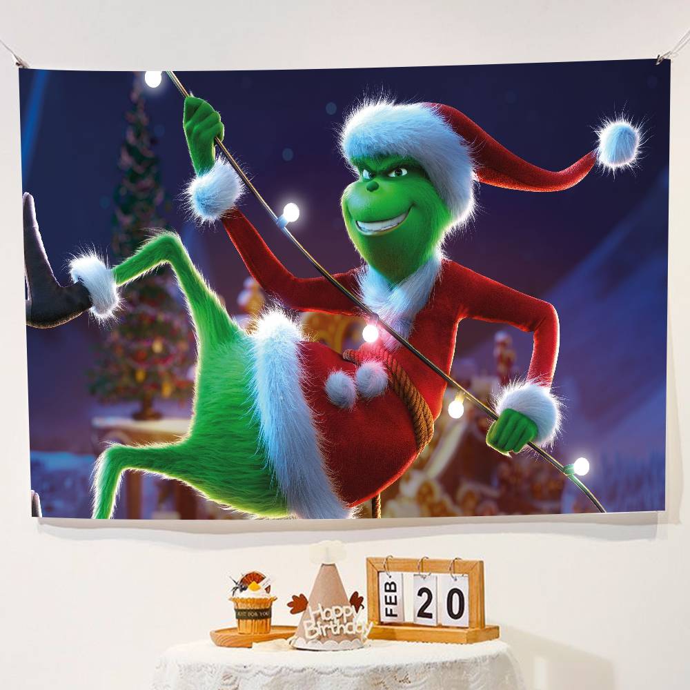 Winter Christmas Grinch background cloth,background decoration, room, photo studio prop-suitable for home decoration, parties