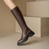 Мода 2025 Осень Зима Новые Женские Высокие Сапоги Рыцарские Сапоги Круглый Носок Женские Сапоги Толстый Каблук До Колена Ручная Работа Женская Обувь на Платформе
