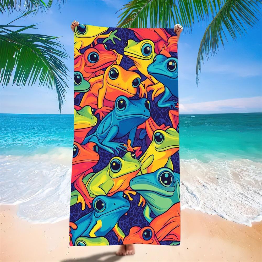 Popular And Interesting Frog Beach Towels, European And American Microfiber Bath Towels