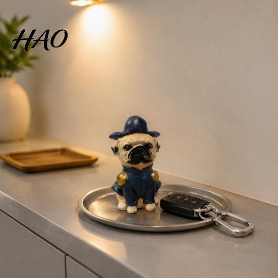 Small Money Box for Desk Cute Pug Dog Coin Bank, Resin Pet Saving Box, Animal Decor Office Tabletop Piggy Birthday Christmas Gifts Kids Boys