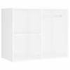 LED Makeup Table with 2 Cabinets White Wood Based Material