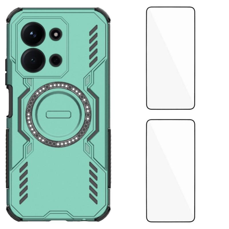 For Xiaomi Redmi 15C 4G (EU) (173mm)/Xiaomi Redmi 15C 5G (EU) (173mm) Magnetic Case WANLONFENG DJ Series Phone Cover with 2Pcs Tempered Glass Film