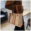 On The New Striped Simple Canvas Bag Autumn Korean Version Large Capacity Shoulder Bag Simple Foreign Fashion Bag