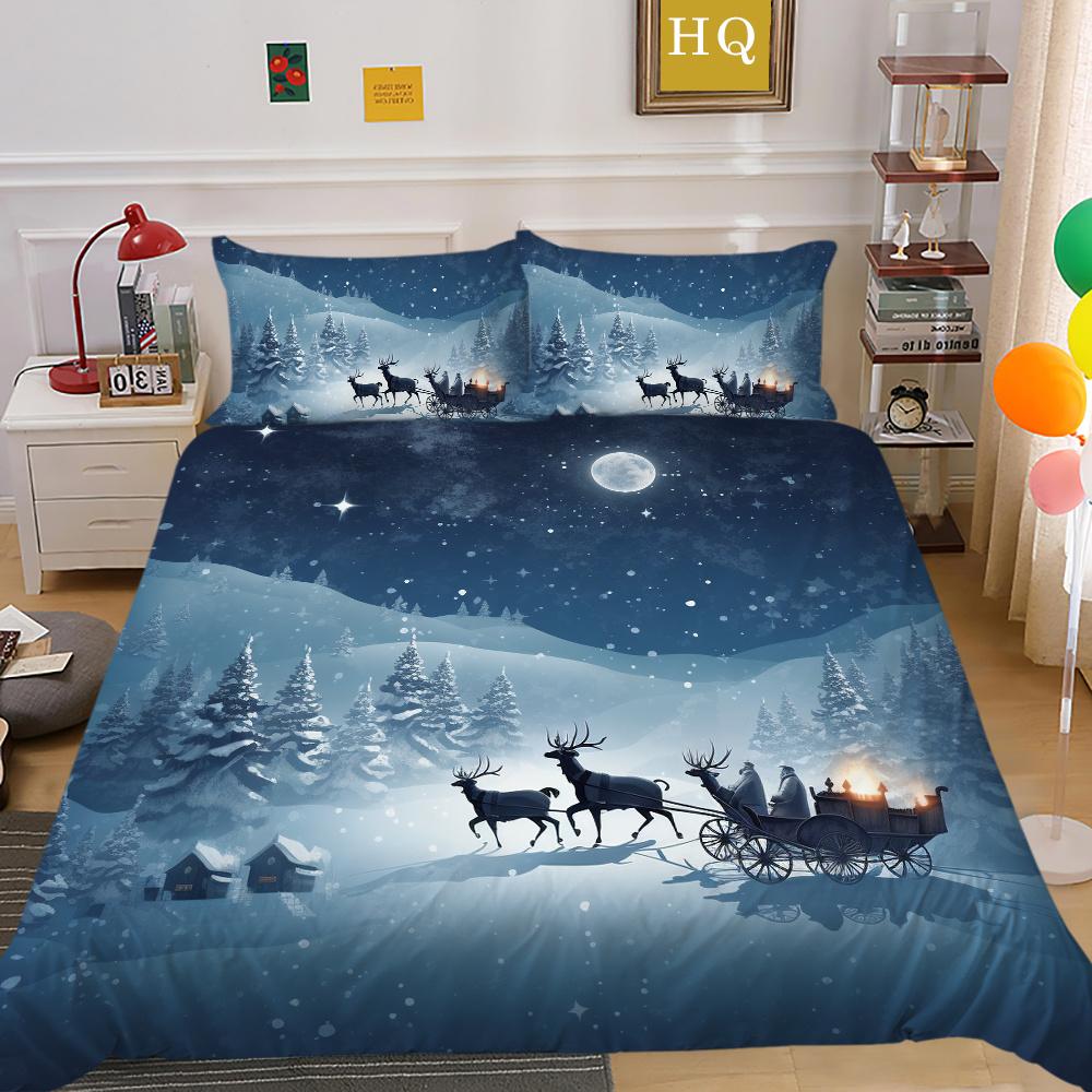 Комплект постельного белья из микрофибры с 3D рождественской печатью, полноразмерный комплект постельного белья из микрофибры, высококлассные милые покрывала