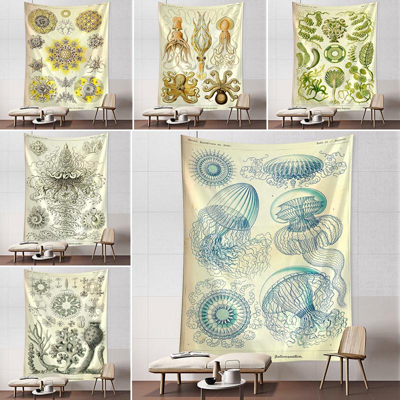 Осьминог Медуза Классификация Карта Гобелен Настенный Художественный Богемный Стиль Психоделический Общежитие Простой Домашний Декор