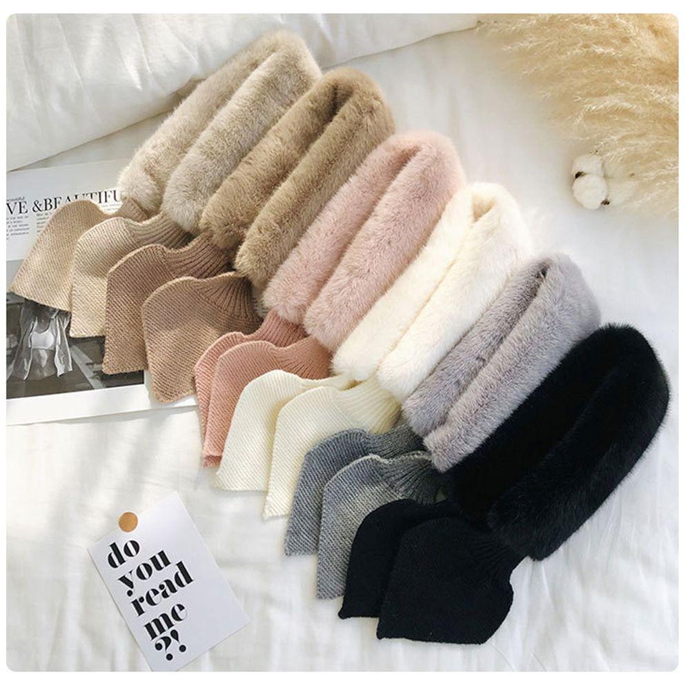 Coffee Color Faux Fur Rabbit Women Autumn Winter Thicken Warm Knitted Wool Scarf Neck Guard Scarves