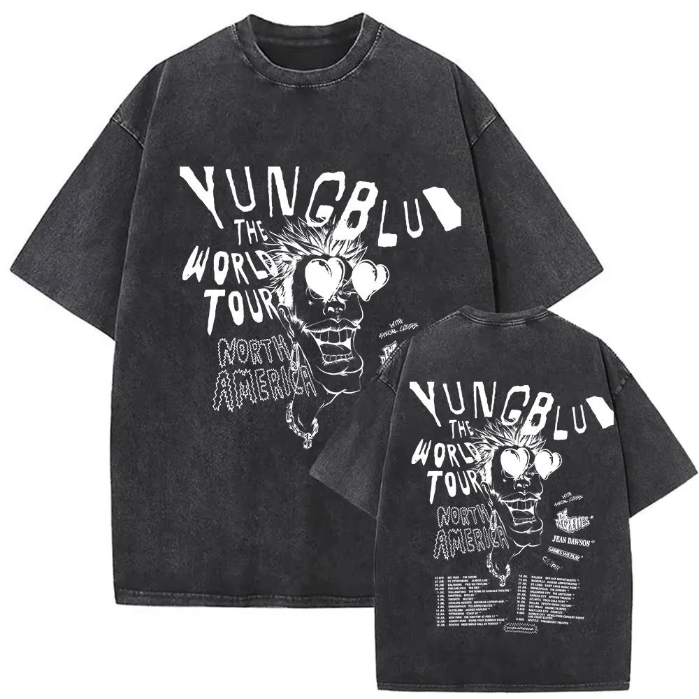 Винтажные стираные футболки Yungblud IDOLS The World Tour Мужские Женские Хип-хоп Высокое качество Готические Оверсайз Футболки Уличная одежда