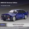 2025 1:24 BMW M3 1988 Street Car Diecast Alloy Metal Model Car 3 Gears Pull Back Steering Collection Hobby Decoration Ornaments Boys Children Gift Toy