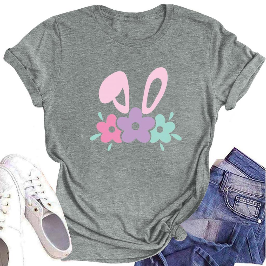 Women's Printed Round Neck Short-sleeved T-shirt Top