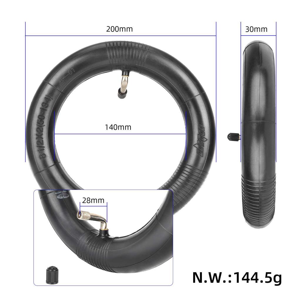 Ulip 8 1/2 * 2(50-134) Inner Tube Replacement with 90 degree and 134mm Inner Diameter for Special 8.5 Inch Scooter Tubes Tires for Zero 9 Scooter