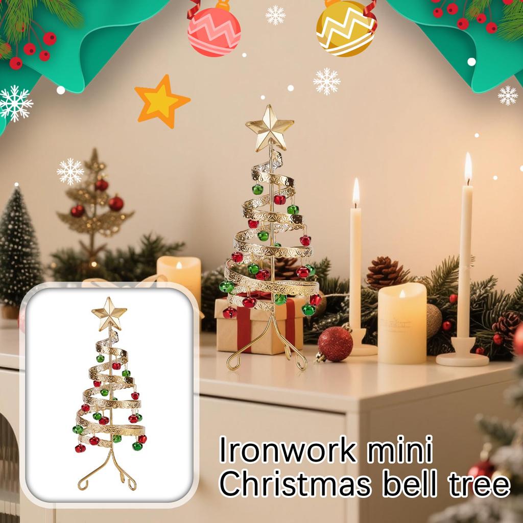 Миниатюрная кованая железная рождественская елка-колокольчик, настольная имитация рождественской елки, витрина, рождественское украшение для вечеринки.